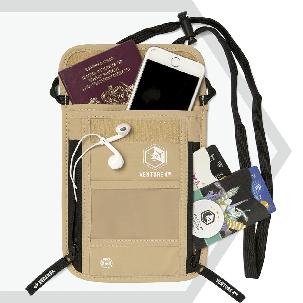 Venture4th Passport Holder Neck Pouch with RFID Blocking